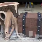 نحت بالاسمنت والخلطه. شلالات مياه. اشجار. احجار .طوب .صخور