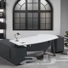 مكاتب ابيض واسود مودرن طاولة اجتماع محطات عمل ورك ستيشن كنب