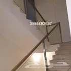 تركيب درابزين استانلس ستيل سلم الدرج و زجاج