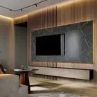 ديكور شاشه مع اناره مع طاوله مع بديل خشب مع بديل شيبورد