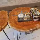 طاولة قهوة خشب  سلة زبالة وعلبة منديل ديكور كوري