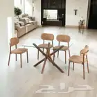 طاولة طعام سطح زجاج 4 كراسي متوفر ثلاثة الوان ((جديد))