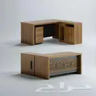 مكتب حرف L خشبي بني بطول 160 سم ذو تصميم عملي وفاخر