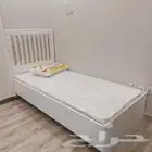 سرير خشب نفر واحد أبيض جديد