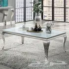 طاولة استيل فضي بديل رخام مفرد