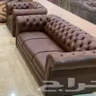 كنب مكتبي جديدة طقم كنبات وطني جلد فخم متوفر كل آلوان
