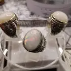 عدد 3 خواتم اوبال اثيوبي فل فاير ثلجي غير معالج صياغة مميزة