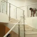 تركيب درابزين استانلس ستيل سلم زجاج