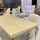 رخام استيل دهبي وفضي طاولات طعام كلاسيك وطاولات خشب زجاج