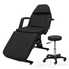 سرير مع كرسي ستول مساج وتجميل وتركيب رموش لون أسود