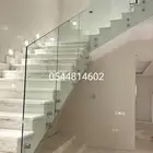 تركيب درابزين سلم درج استانلس استيل زجاج