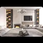 تركيب ديكور شاشه مع الارفف الخشب مع الاضاءه