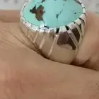 خاتم فضه 925 حجر كريمة فيروز نيشابوري قبه