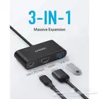 موزع انكر 3 في 1 من Type-C إلى HDMI و USB و PD