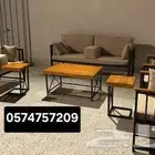 تفصيل جلسات خارجية حديد خشب فاخرة