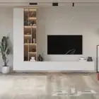 طاوله تلفاز لون بيج مع ابيض vactorya