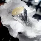 خاتم كهرمان ابيض شغل يدوي 15 g فضة 950