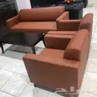 كنب مكتبي جديدة طقم كنبات وطني جلد فخم متوفر كل ألوان