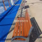 كراسي الحدائق مقعد خشبي صلب مضاد للتآكل والعث