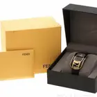 ساعة فندي شيميليون ألماس فولاذ مطلي ذهب سوداء 29مم