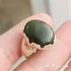 خاتم فضه بحجر يشم يمني