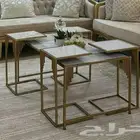 طقم طاولات خدمة (ذهبي وأبيض)