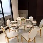تاجير طاولات قزاز دائري مع الكراسي
