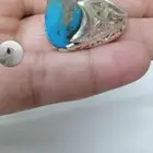خاتم فيروز نيشابوري فضة اصلي عيار 950 (جديد) شغل يد
