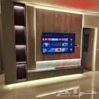 فني ديكورات ارفف شاشات خشبيه وجبسيه بديل خشب بديل رخام