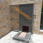 فن الحجر اليوناني مشبات مدافئ افران شلالات شوايات