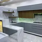 مطبخ تفصيل صاج الماني جديد رفوف اربعه ملي رخام صناعي ضمان عش