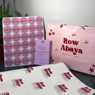 بكج عباية بوكسات أكياس لوقو قماش ستكر كروت ورق تغليف ليبل جل