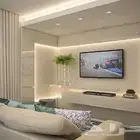 ديكور مكتبه شاشه خلفيه سرير رفوف