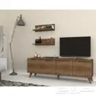 طاولة تلفاز خشبي وابيض