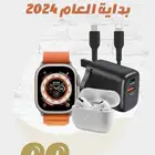ساعة شبيه أبل وسماعة ورأس شحن وسلك