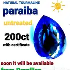جوهرة تورمالين أزرق بارايبا طبيعي 200ct