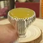 خاتم عقيق يماني اصفر ليموني صياغة غلام