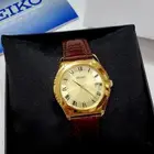 ساعة سيكو الفاخرة ارقام روماني بتاريخ جلد عودي الاصلية للبيع