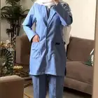سكرب مع جاكيت زيتي نسائي تفصيل للبيع