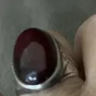 خاتم فضه شغل يدوي قديم فص عقيق كبدي اصلي