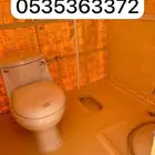 تجهيز مخيمات دورات مياه فايبر خيام ابيض