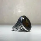 خاتم عقيق مجزع يماني طبيعي