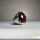 خاتم عقيق كرزي يماني زجاجي خفيف