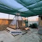 خيمة هرمية بشكل مميز بدون عمدان وحبال خيمة الشتاء
