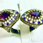 فخامة فضة جديد زخرفة رائعة خاتمين صب ثقيل فاخر اصلي جديد