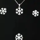 جديد فاخر فضة طقم شكل حبة جليد عقد وخاتم وحلق فخم فضة اصلي