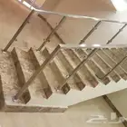 أعمال درابزين استانلس استيل سلم مع زجاج
