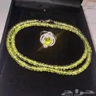 عقد سبحه وخاتم من حجر الزبرجد الطبيعي