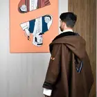 فروه قماش جوخ مبطن بفرو اسود ناعم .