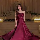 فستان سهرة لون برغندي ( احمر غامق )